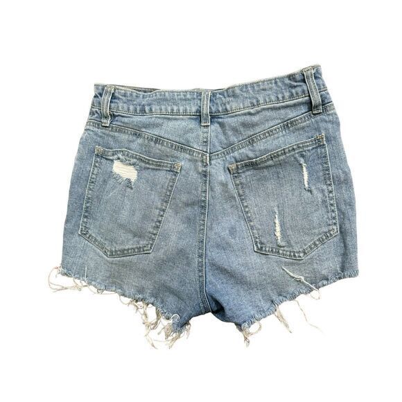 TGLA Francesca’s Size 28‎ Denim Shorts Mid Rise Distressed Button Fly Jean Short - Picture 2 of 5